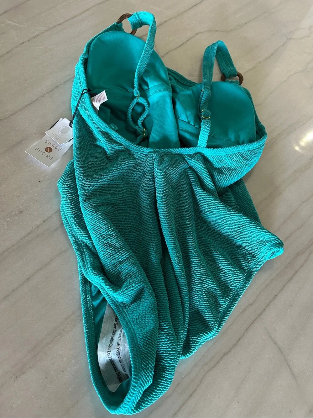 Shade & Shore Teal Padded Hi Leg Swimsuit